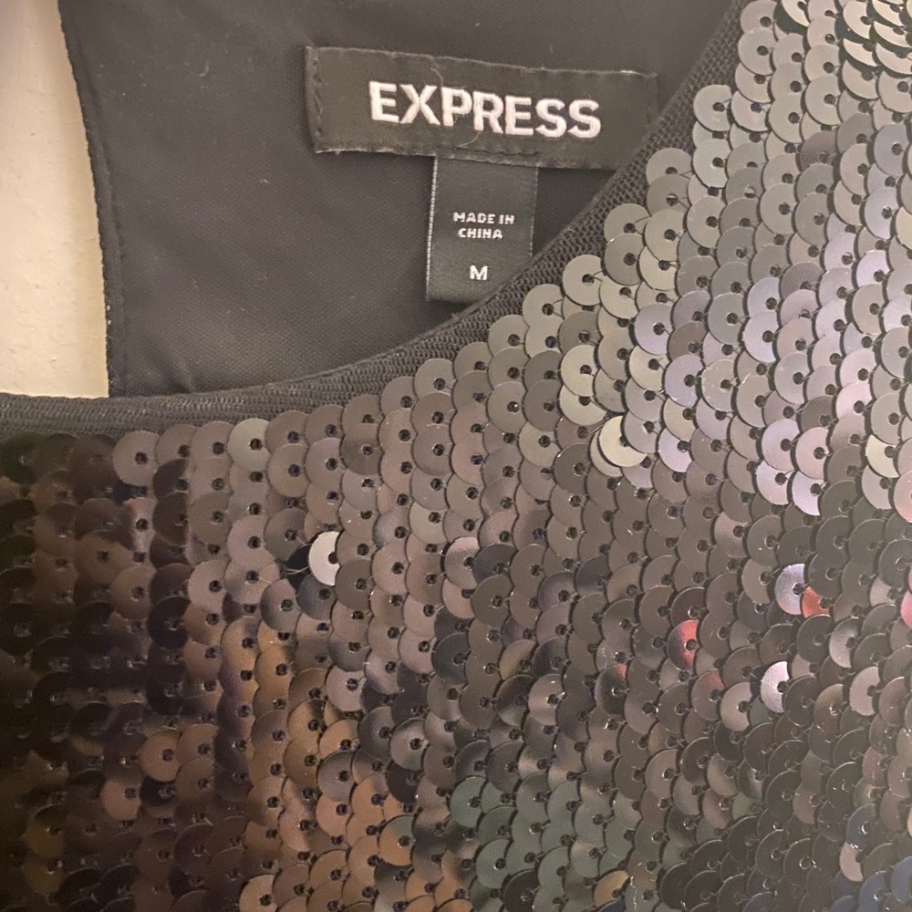 Express All Black Sequin Dress